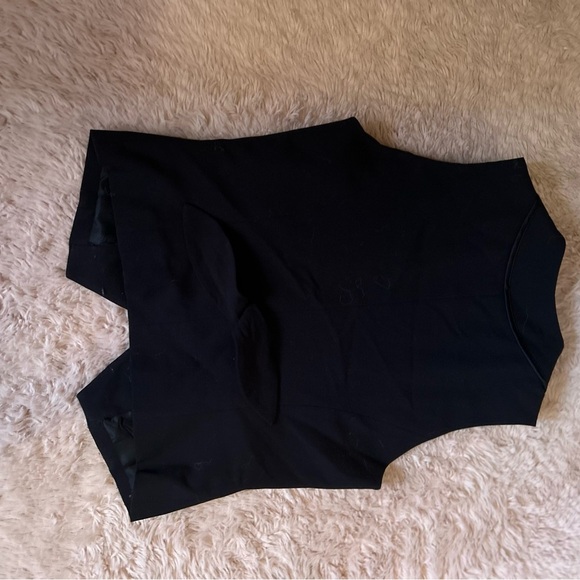 Classic black vest. Satin ribbon tailoring. Three buttons and tie at back. - Picture 2 of 2